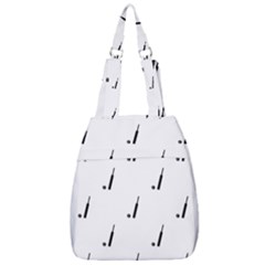 Black And White Cricket Sport Motif Print Pattern Center Zip Backpack