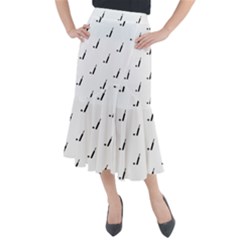 Black And White Cricket Sport Motif Print Pattern Midi Mermaid Skirt by dflcprintsclothing