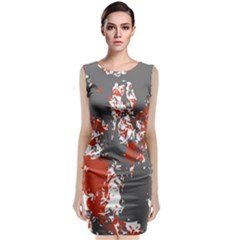 Pewter & Mandarin Red Classic Sleeveless Midi Dress