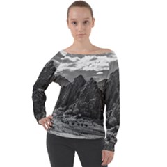 Andean Landscape At Brava Lagoon Reserve, La Rioja, Argentina Off Shoulder Long Sleeve Velour Top