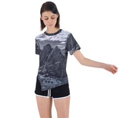 Andean Landscape At Brava Lagoon Reserve, La Rioja, Argentina Asymmetrical Short Sleeve Sports Tee