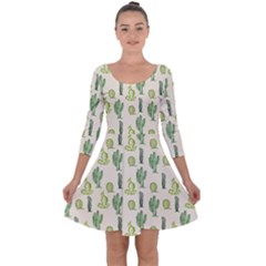 Cactus Pattern Quarter Sleeve Skater Dress by goljakoff