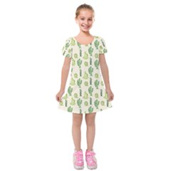 Cactus Pattern Kids  Short Sleeve Velvet Dress by goljakoff