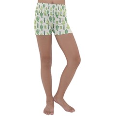 Cactus Pattern Kids  Lightweight Velour Yoga Shorts by goljakoff