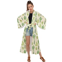 Cactus Pattern Maxi Kimono by goljakoff