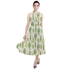 Cactus Pattern Round Neck Boho Dress by goljakoff