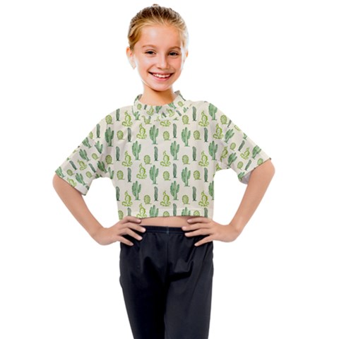 Cactus Pattern Kids Mock Neck Tee by goljakoff