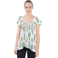 Cactus Pattern Lace Front Dolly Top by goljakoff