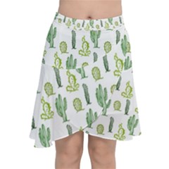 Cactus Pattern Chiffon Wrap Front Skirt by goljakoff