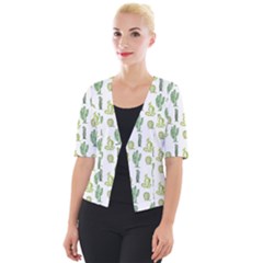 Cactus Pattern Cropped Button Cardigan by goljakoff