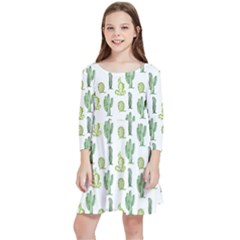 Cactus Pattern Kids  Quarter Sleeve Skater Dress