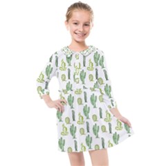 Cactus Pattern Kids  Quarter Sleeve Shirt Dress by goljakoff