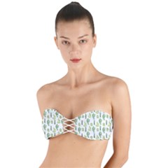 Cactus Pattern Twist Bandeau Bikini Top by goljakoff