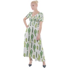 Cactus Pattern Button Up Short Sleeve Maxi Dress by goljakoff