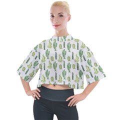 Cactus Pattern Mock Neck Tee