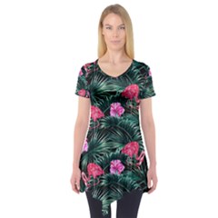 Pink Flamingo Short Sleeve Tunic  by goljakoff