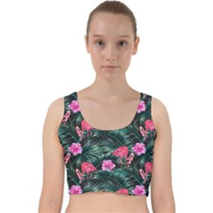 Pink Flamingo Velvet Racer Back Crop Top by goljakoff