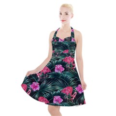 Pink Flamingo Halter Party Swing Dress  by goljakoff