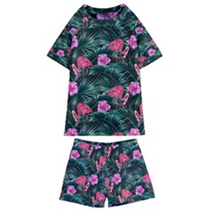 Pink Flamingo Kids  Swim Tee And Shorts Set by goljakoff