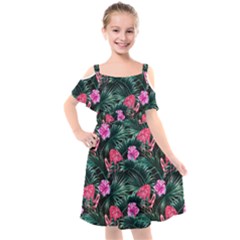 Pink Flamingo Kids  Cut Out Shoulders Chiffon Dress by goljakoff