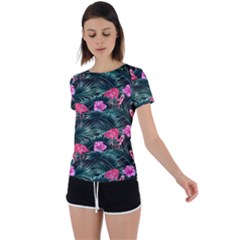 Pink Flamingo Back Circle Cutout Sports Tee