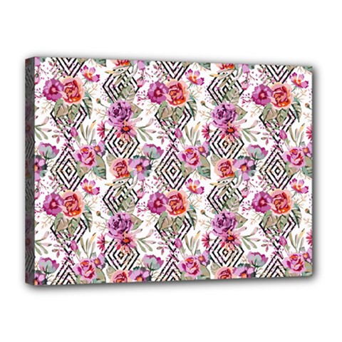 Geometric Flowers Canvas 16  X 12  (stretched) by goljakoff