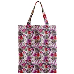 Geometric Flowers Zipper Classic Tote Bag by goljakoff