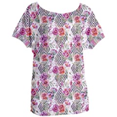 Geometric Flowers Women s Oversized Tee by goljakoff