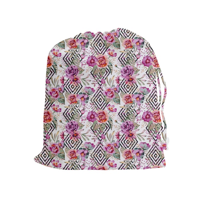 Geometric flowers Drawstring Pouch (XL)