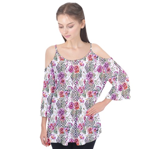 Geometric Flowers Flutter Tees by goljakoff