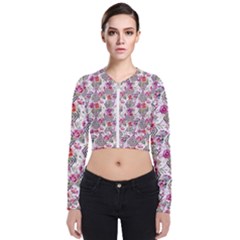 Geometric Flowers Long Sleeve Zip Up Bomber Jacket by goljakoff