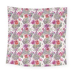 Geometric Flowers Square Tapestry (large) by goljakoff