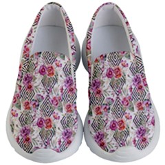 Geometric Flowers Kids Lightweight Slip Ons by goljakoff