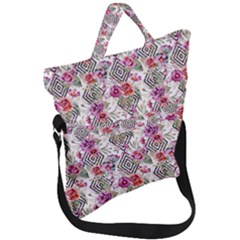 Geometric Flowers Fold Over Handle Tote Bag by goljakoff