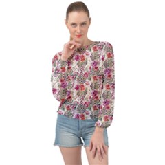 Geometric Flowers Banded Bottom Chiffon Top by goljakoff