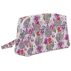 Geometric Flowers Wristlet Pouch Bag (large) by goljakoff