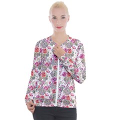 Geometric Flowers Casual Zip Up Jacket by goljakoff