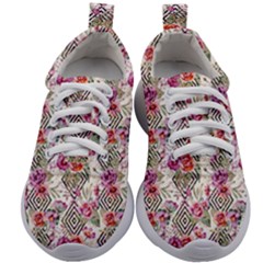 Geometric Flowers Kids Athletic Shoes by goljakoff