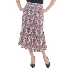 Geometric Flowers Midi Mermaid Skirt by goljakoff