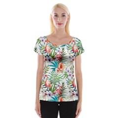 Tropical Flamingos Cap Sleeve Top by goljakoff