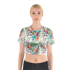 Tropical Flamingos Cotton Crop Top by goljakoff