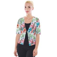 Tropical Flamingos Cropped Button Cardigan by goljakoff