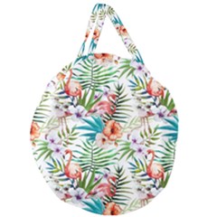 Tropical Flamingos Giant Round Zipper Tote by goljakoff