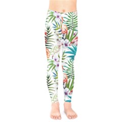 Tropical Flamingos Kids  Leggings by goljakoff