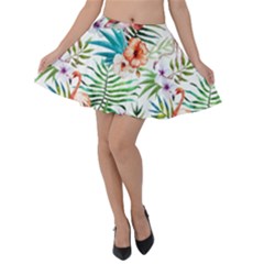 Tropical Flamingos Velvet Skater Skirt by goljakoff