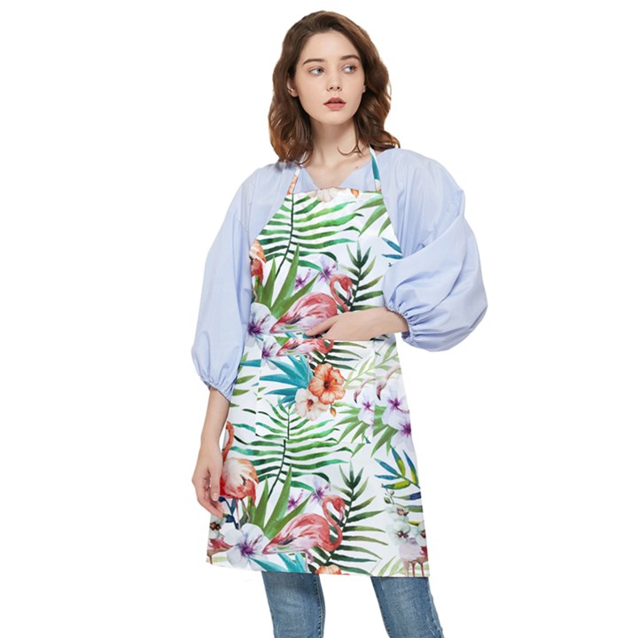 Tropical flamingos Pocket Apron