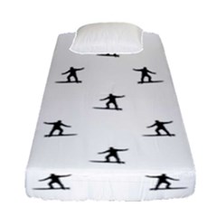 Black And White Surfing Motif Graphic Print Pattern Fitted Sheet (single Size) by dflcprintsclothing