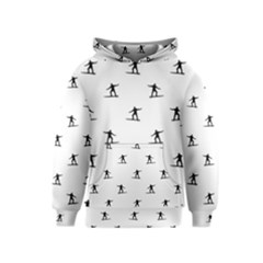 Black And White Surfing Motif Graphic Print Pattern Kids  Pullover Hoodie by dflcprintsclothing