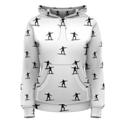 Black And White Surfing Motif Graphic Print Pattern Women s Pullover Hoodie