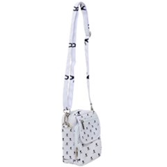 Black And White Surfing Motif Graphic Print Pattern Shoulder Strap Belt Bag